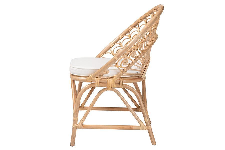 bali & pari Abriella Modern Bohemian Natural Brown Rattan Peacock Accent Chair FredCo