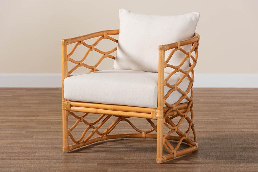 bali & pari Acelynn Bohemian Light Honey Rattan Arm Chair FredCo