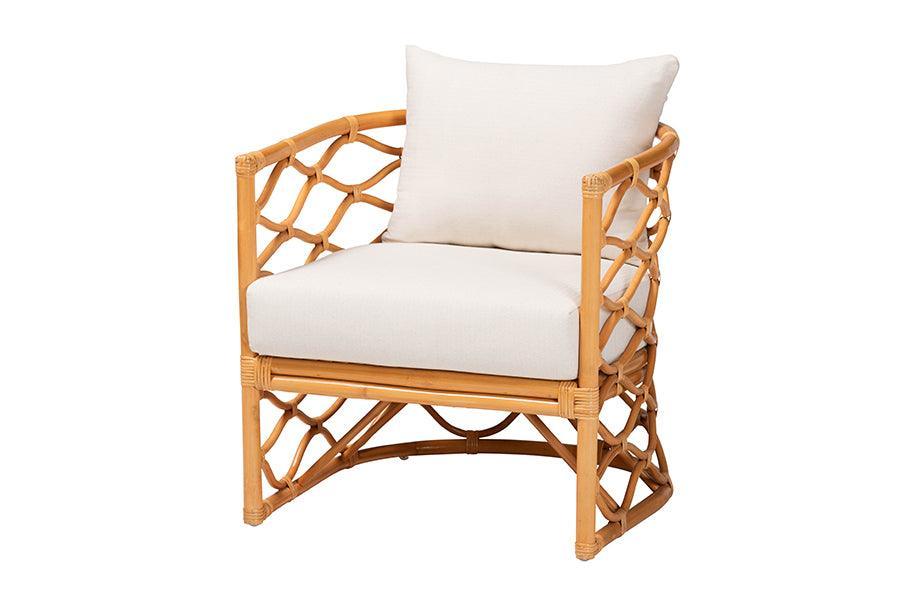 bali & pari Acelynn Bohemian Light Honey Rattan Arm Chair FredCo