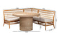 bali & pari Adalina Modern Bohemian Honey Rattan 4-Piece Dining Nook Set FredCo
