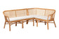 bali & pari Adede 2-Piece Natural Rattan Corner Bench Set - Handwoven Wicker L-Shaped Dining Nook Seating with Cushions, Boho Coastal Style Banquette for Kitchen, Dining or Sunroom FredCo