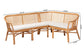 bali & pari Adede 2-Piece Natural Rattan Corner Bench Set - Handwoven Wicker L-Shaped Dining Nook Seating with Cushions, Boho Coastal Style Banquette for Kitchen, Dining or Sunroom FredCo