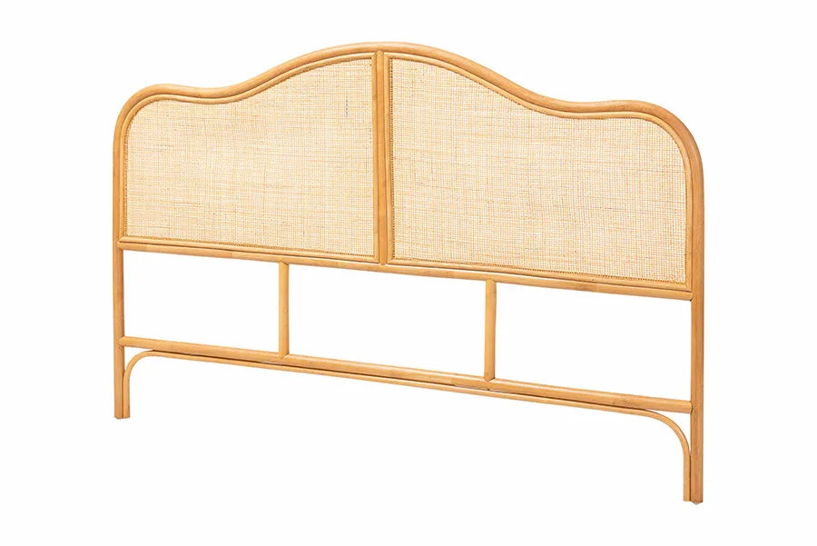 bali & pari Adelita Natural Rattan Arched Headboard - Handwoven Cane Panel with Rattan Frame, Coastal Boho Style Bedroom Decor, Queen FredCo
