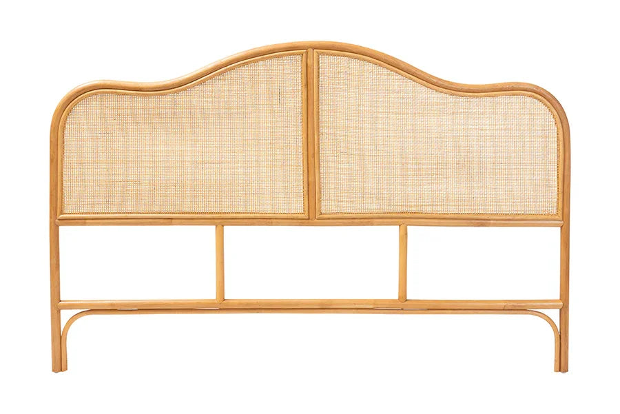 bali & pari Adelita Natural Rattan Arched Headboard - Handwoven Cane Panel with Rattan Frame, Coastal Boho Style Bedroom Decor, Queen FredCo