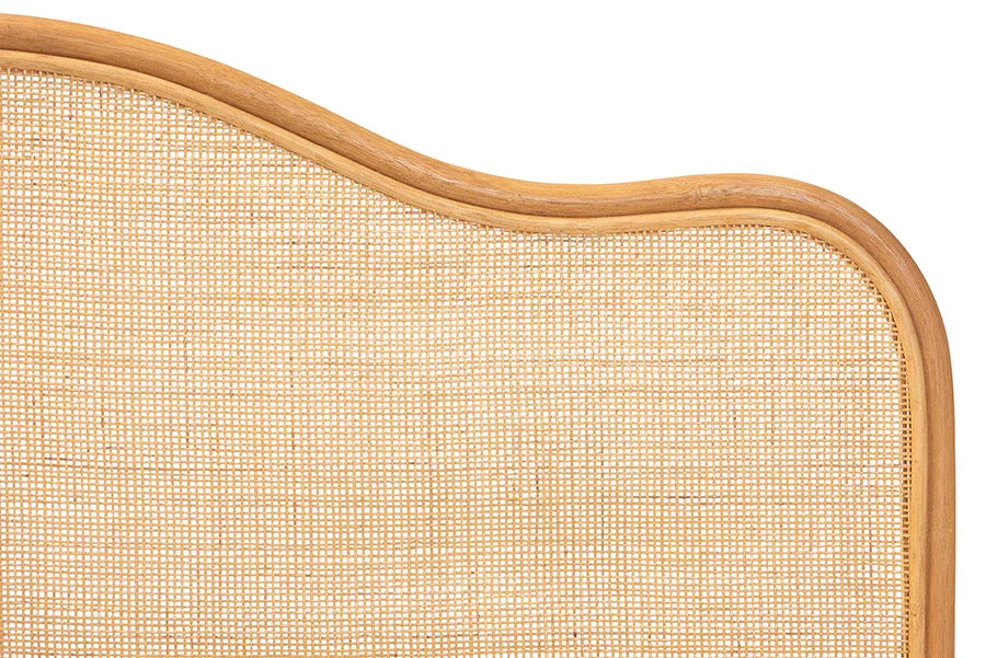 bali & pari Adelita Natural Rattan Arched Headboard - Handwoven Cane Panel with Rattan Frame, Coastal Boho Style Bedroom Decor, Queen FredCo