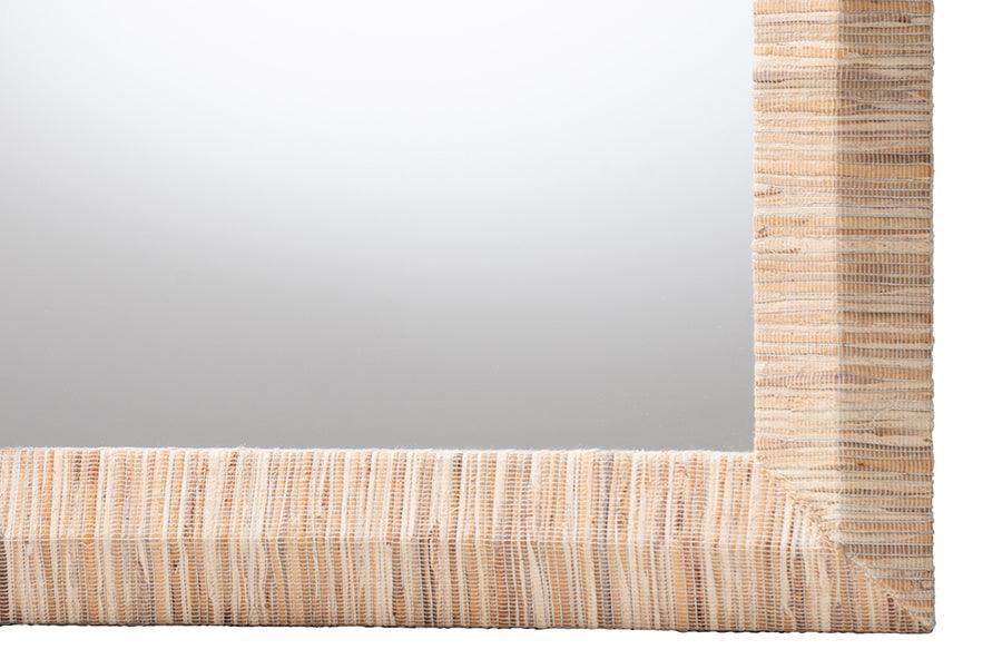 bali & pari Adino Bohemian Woven Natural Grasscloth Rectangle Accent Mirror FredCo
