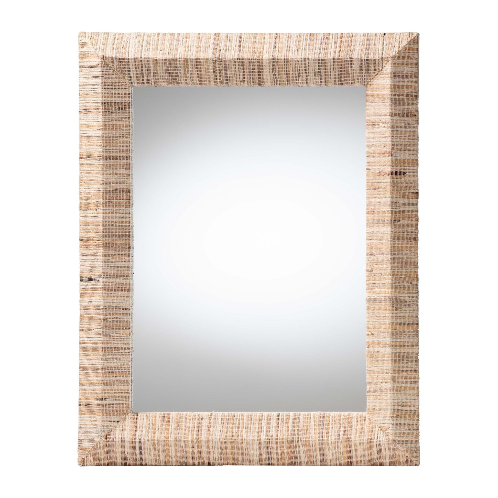 bali & pari Adino Bohemian Woven Natural Grasscloth Rectangle Accent Mirror FredCo
