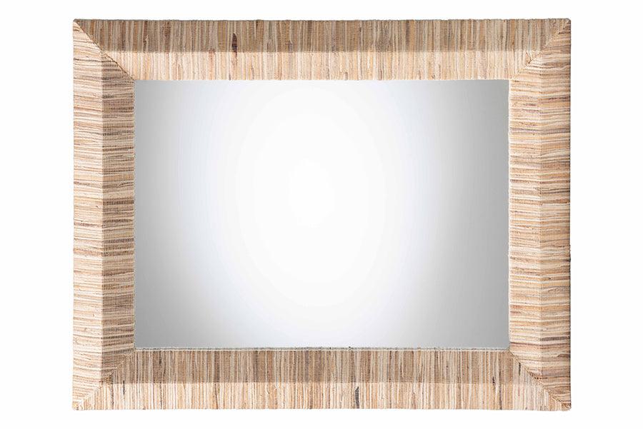 bali & pari Adino Bohemian Woven Natural Grasscloth Rectangle Accent Mirror FredCo