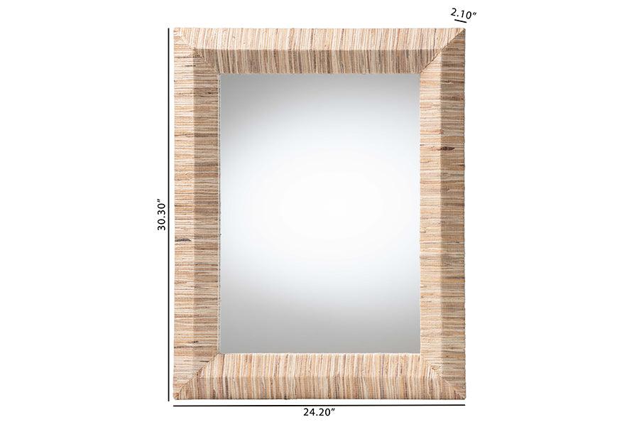 bali & pari Adino Bohemian Woven Natural Grasscloth Rectangle Accent Mirror FredCo