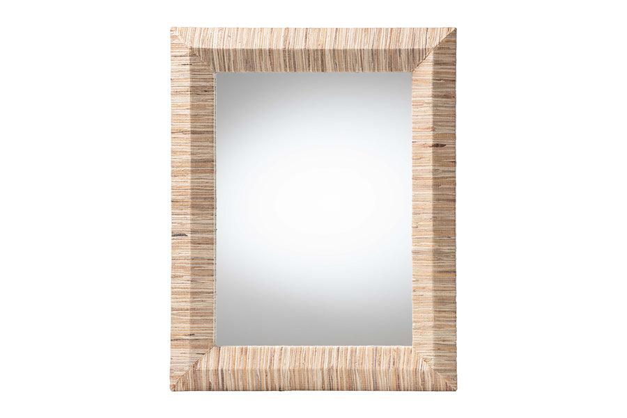 bali & pari Adino Bohemian Woven Natural Grasscloth Rectangle Accent Mirror FredCo