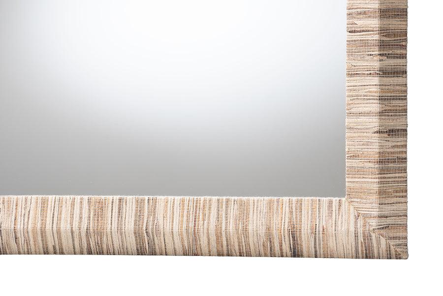 bali & pari Adino Bohemian Woven Natural Grasscloth Square Accent Mirror FredCo