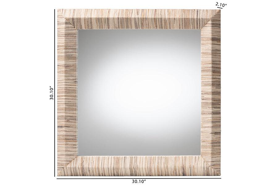 bali & pari Adino Bohemian Woven Natural Grasscloth Square Accent Mirror FredCo