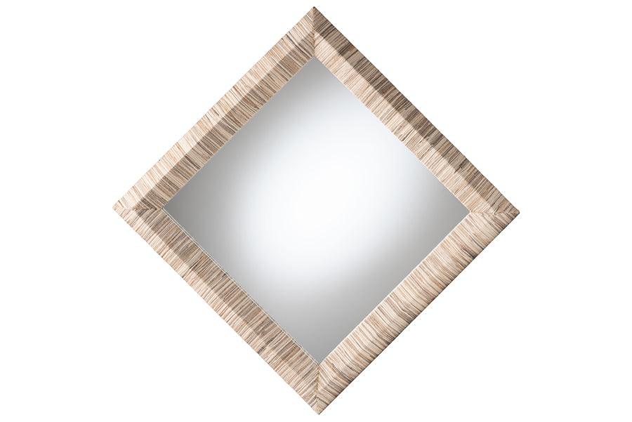 bali & pari Adino Bohemian Woven Natural Grasscloth Square Accent Mirror FredCo
