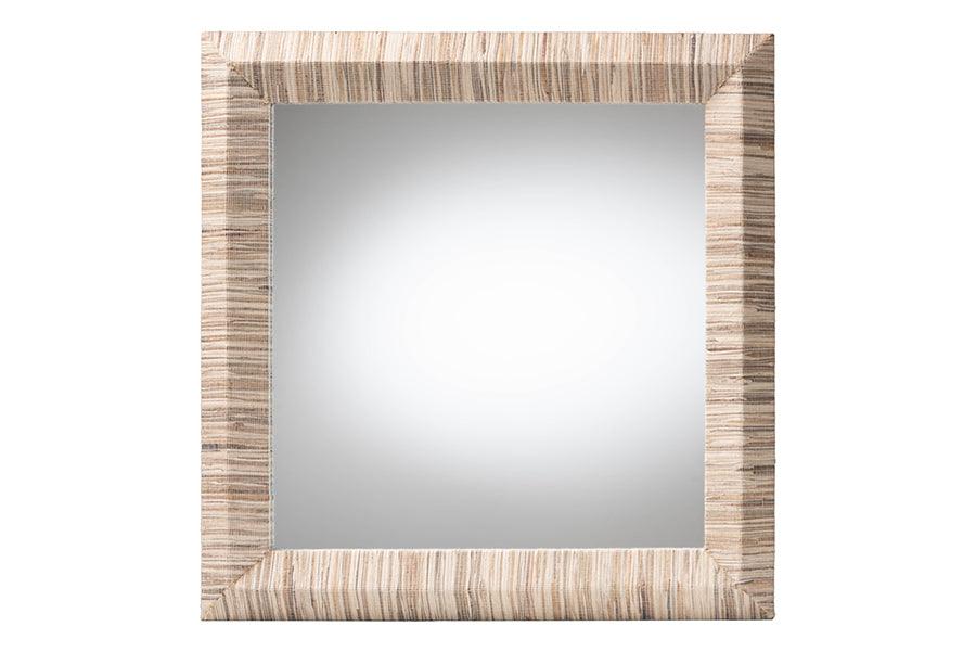 bali & pari Adino Bohemian Woven Natural Grasscloth Square Accent Mirror FredCo