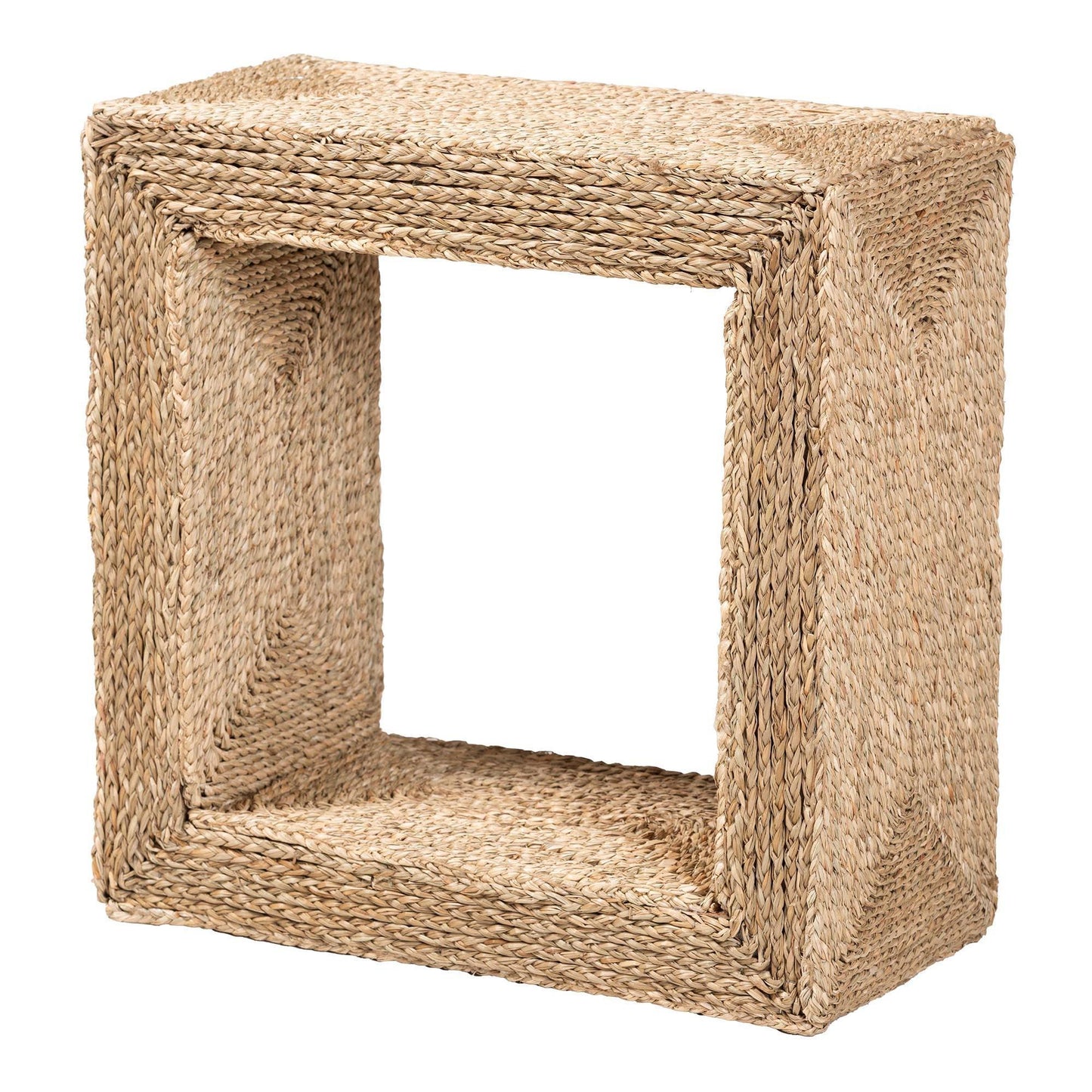 bali & pari Adonica Modern Bohemian Natural Brown Seagrass and Wood End Table FredCo