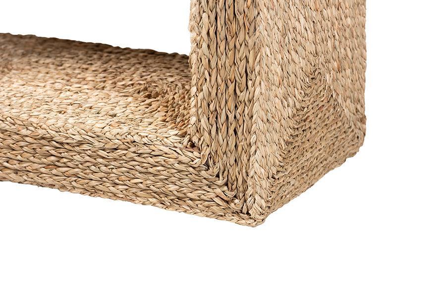bali & pari Adonica Modern Bohemian Natural Brown Seagrass and Wood End Table FredCo