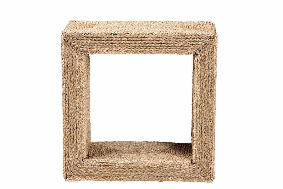 bali & pari Adonica Modern Bohemian Natural Brown Seagrass and Wood End Table FredCo