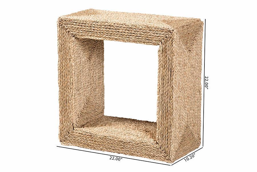 bali & pari Adonica Modern Bohemian Natural Brown Seagrass and Wood End Table FredCo