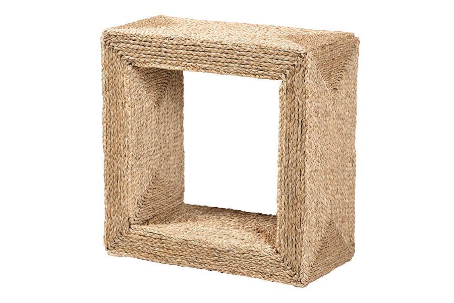 bali & pari Adonica Modern Bohemian Natural Brown Seagrass and Wood End Table FredCo