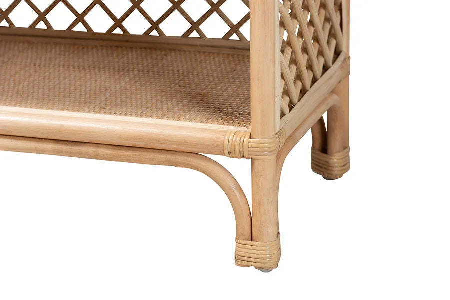 bali & pari Adonis Natural Rattan Display Shelf - Freestanding 6-Tier bookcase with Pagoda Top, Coastal Boho Storage Organizer FredCo