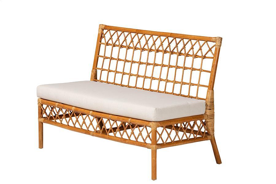 bali & pari Adora Modern Bohemian Honey Rattan 4-Piece Dining Nook Set FredCo