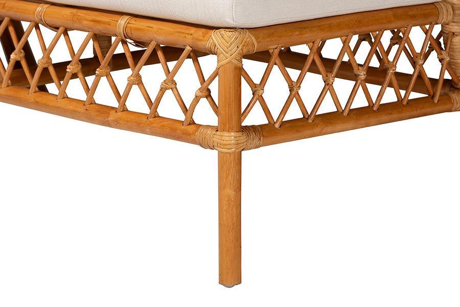 bali & pari Adora Modern Bohemian Honey Rattan 4-Piece Dining Nook Set FredCo