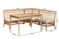 bali & pari Adora Modern Bohemian Honey Rattan 4-Piece Dining Nook Set FredCo