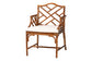 Rattan accent chair with lattice back and white cushion, FredCo International furniture