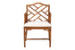 Bamboo armchair with geometric backrest and white cushion, FredCo International furniture