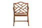 Bamboo armchair with geometric backrest and white cushion, FredCo International furniture