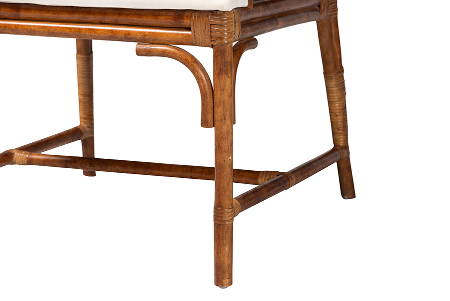 Close-up of a wooden rattan chair leg with woven details, FredCo International furniture