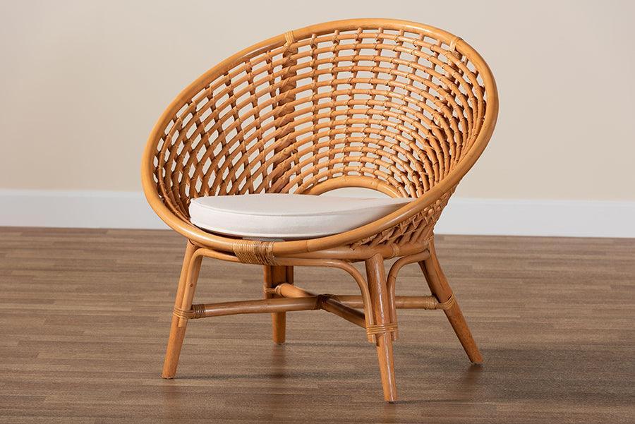 bali & pari Aerin Modern Bohemian Natural Rattan Accent Chair FredCo