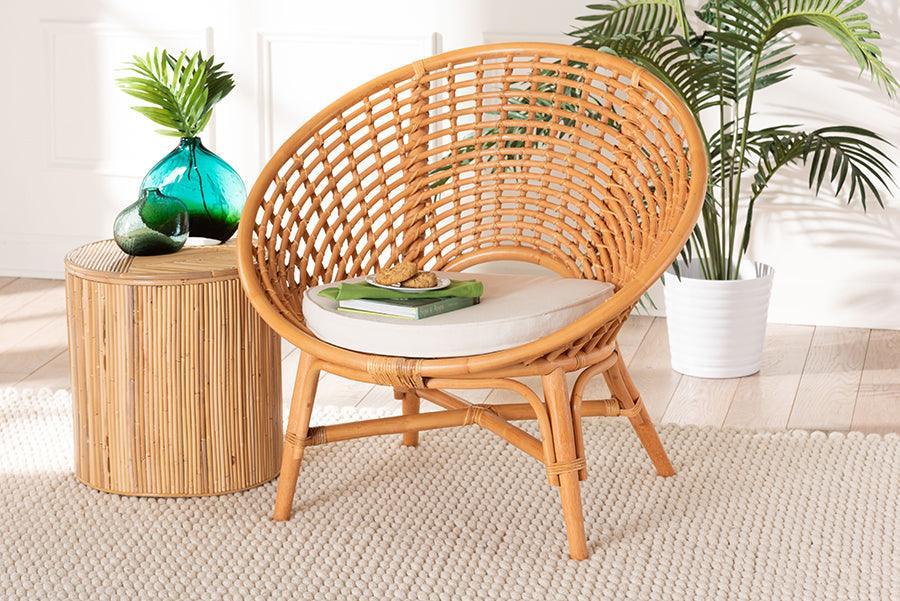 bali & pari Aerin Modern Bohemian Natural Rattan Accent Chair FredCo