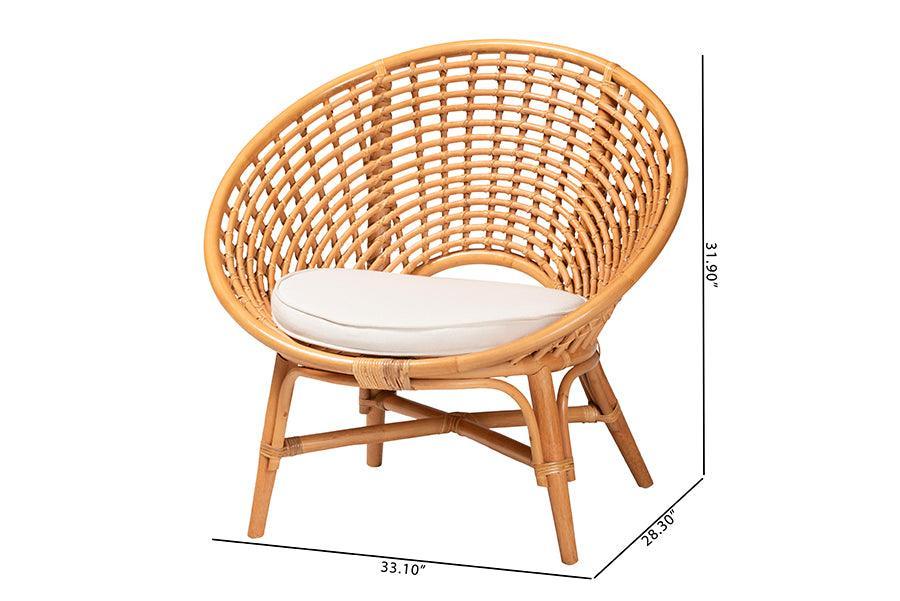 bali & pari Aerin Modern Bohemian Natural Rattan Accent Chair FredCo