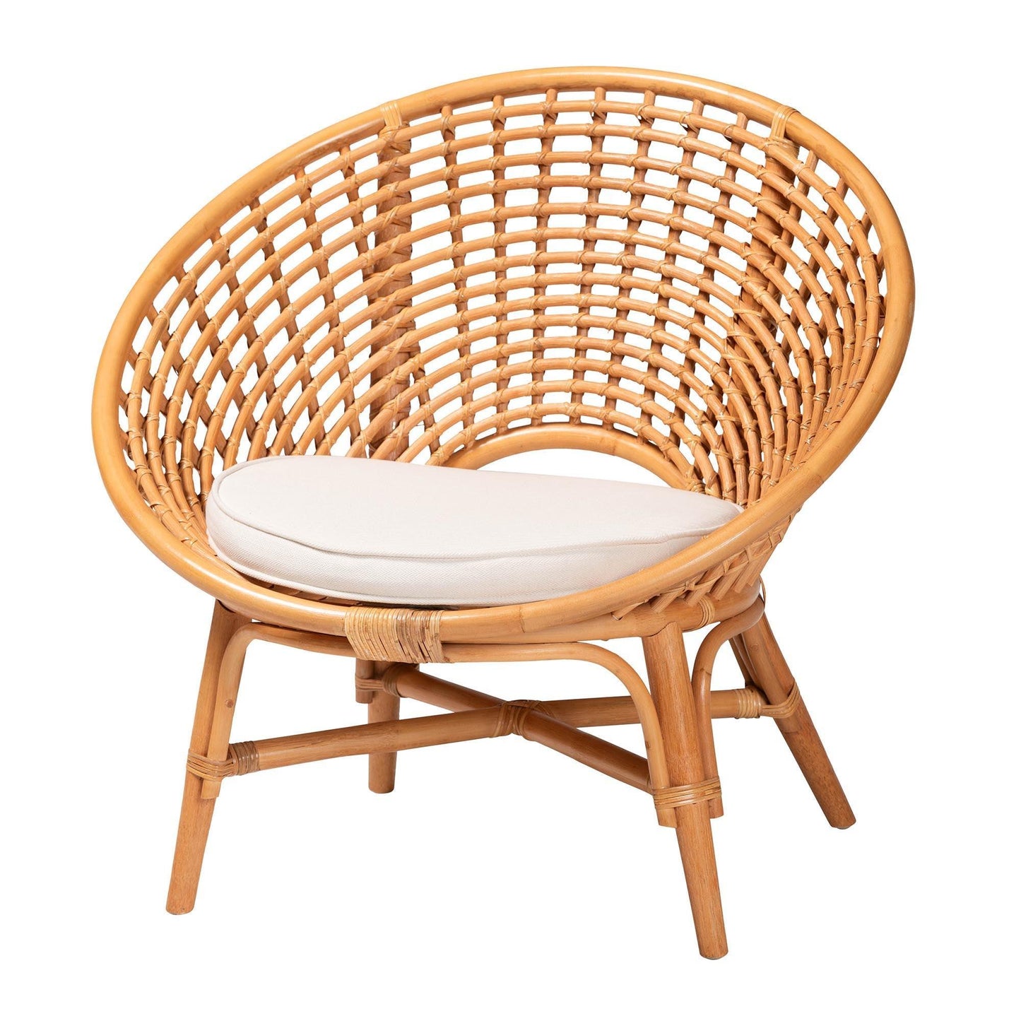bali & pari Aerin Modern Bohemian Natural Rattan Accent Chair FredCo