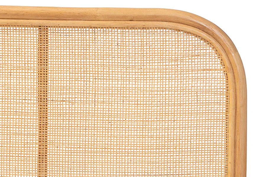 bali & pari Agota Natural Rattan Standalone Headboard - Handwoven Wicker Panel with Rounded Corners and Rattan Frame, Coastal Boho Style Bedroom Decor, Queen FredCo