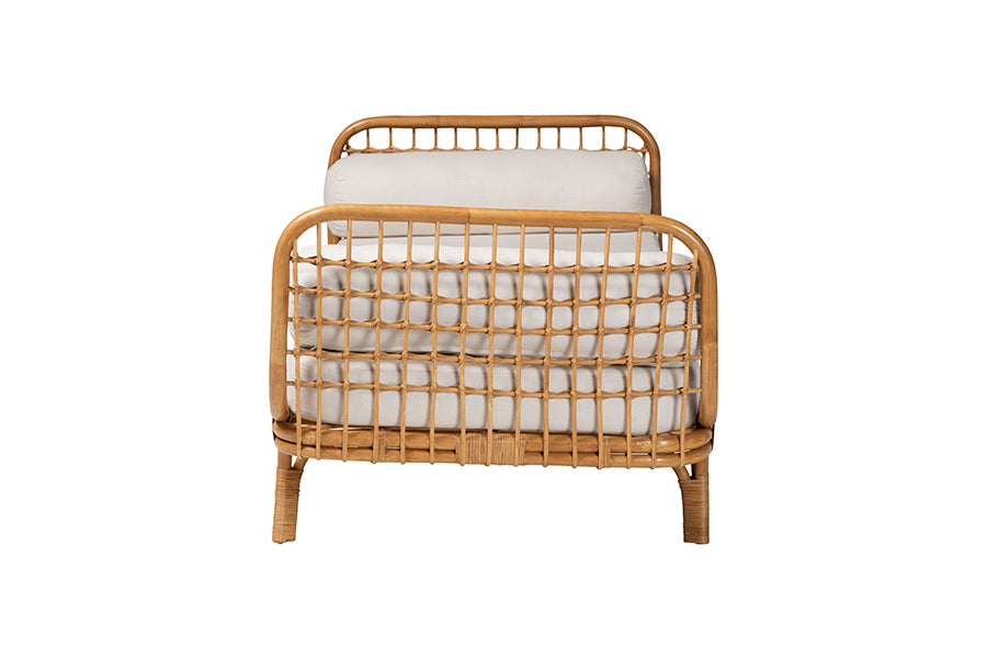 bali & pari Aiko Handwoven Natural Rattan Daybed with Cushion - Boho Coastal Lounge Bed FredCo