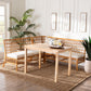 bali & pari Aina Modern Bohemian Honey Rattan 4-Piece Dining Nook Set FredCo