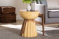 bali & pari Alara Hand-carved Suar Wood Side Table - Sculptural Pedestal Accent Table with Natural Grain, Modern Boho Style for Living Room or Bedroom FredCo