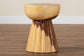bali & pari Alara Hand-carved Suar Wood Side Table - Sculptural Pedestal Accent Table with Natural Grain, Modern Boho Style for Living Room or Bedroom FredCo
