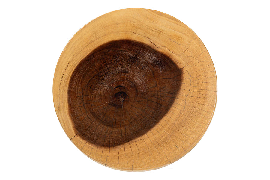 bali & pari Alara Hand-carved Suar Wood Side Table - Sculptural Pedestal Accent Table with Natural Grain, Modern Boho Style for Living Room or Bedroom FredCo
