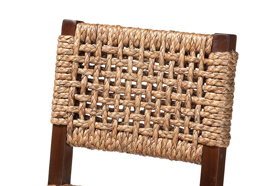 bali & pari Alise Handwoven Seagrass Bar Stool with Mahogany Wood Frame - Bar-Height Chair with Woven Back and Seat for Kitchen Island or Home Bar, Earthy Brown FredCo