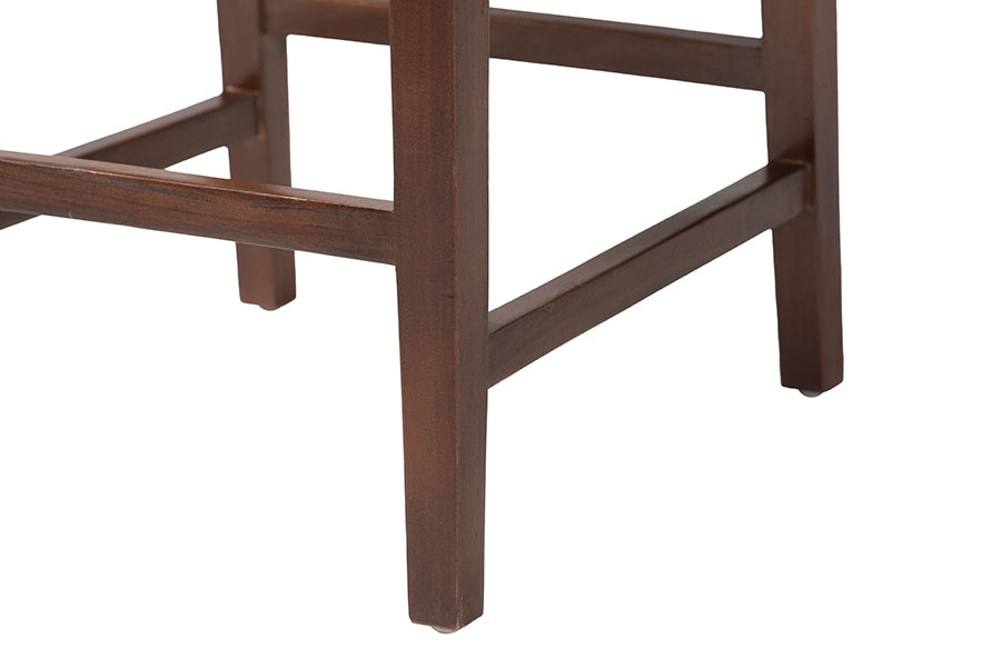 bali & pari Alise Handwoven Seagrass Bar Stool with Mahogany Wood Frame - Bar-Height Chair with Woven Back and Seat for Kitchen Island or Home Bar, Earthy Brown FredCo