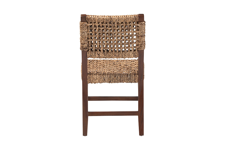 bali & pari Alise Handwoven Seagrass Dining Chair with Mahogany Wood Frame - Woven Back and Seat Chair for Dining Room or Kitchen, Earthy Brown FredCo