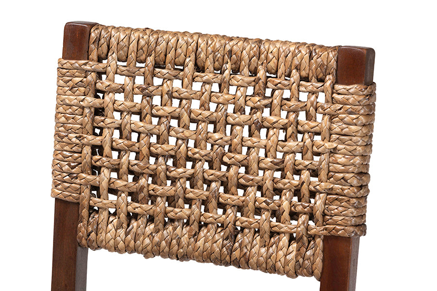 bali & pari Alise Handwoven Seagrass Dining Chair with Mahogany Wood Frame - Woven Back and Seat Chair for Dining Room or Kitchen, Earthy Brown FredCo