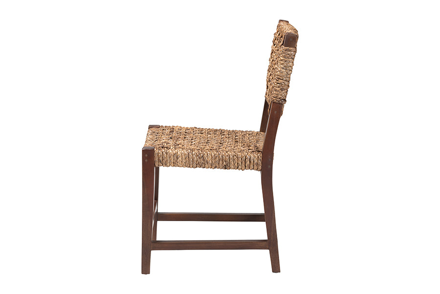 bali & pari Alise Handwoven Seagrass Dining Chair with Mahogany Wood Frame - Woven Back and Seat Chair for Dining Room or Kitchen, Earthy Brown FredCo