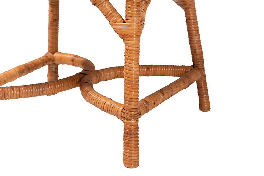 Bali & Pari Alondra Natural Rattan Side Dining Chair – Handwoven Wicker with Cushion, Coastal Boho Kitchen or Dining Seating FredCo