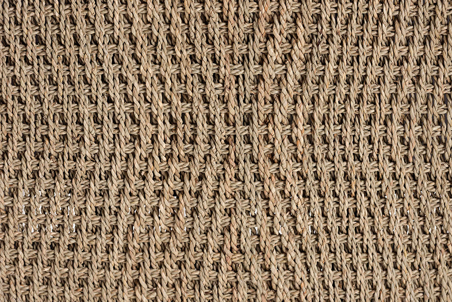 Bali & Pari Amber Seagrass Bench with Black Wood Frame – Handwoven Coastal Accent Seating for Living Room or Entryway FredCo
