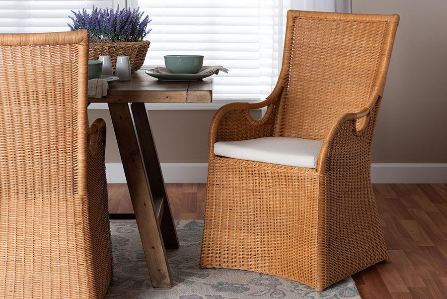 bali & pari Amsterdam Bohemian Light Honey Rattan Dining Chair FredCo