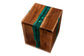 Bali & Pari Anan Cube Live Edge Teak Wood Epoxy Resin End Table – Modern Rustic Handcrafted Side Table FredCo